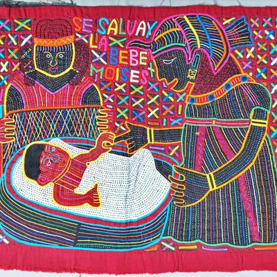 Sale Photo Thumbnail #141: Guna Mola Panel The Finding of Baby Moses