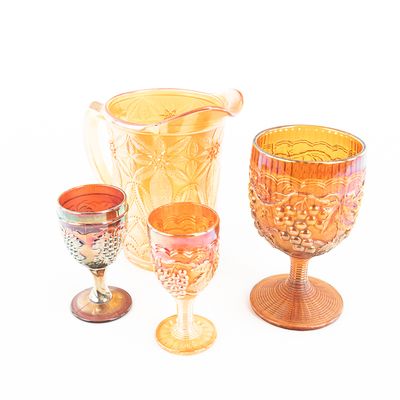 Sale Photo Thumbnail #94: Carnival Glass: Assortment 4-Pc Lot