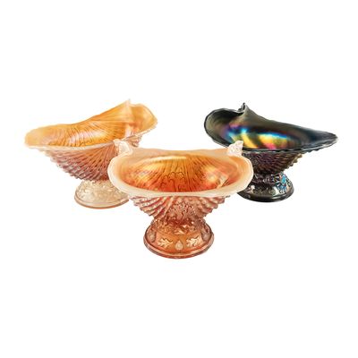 Sale Photo Thumbnail #138: Carnival Glass Dugan Nautilus: 3-Pc Lot