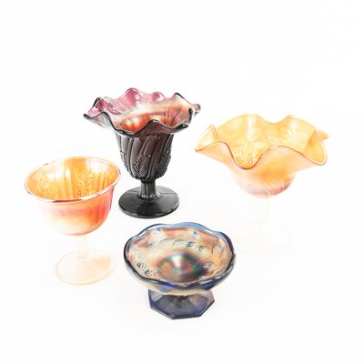 Sale Photo Thumbnail #98: Carnival Glass: Compotes 4-Pc Lot