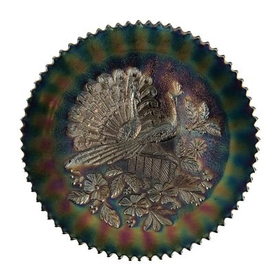 Sale Photo Thumbnail #15: Carnival Glass: Northwood Peacocks on Fence Plate