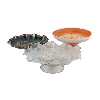 Sale Photo Thumbnail #203: Carnival Glass: Dugan Diamond Bowls 3pc Lot
