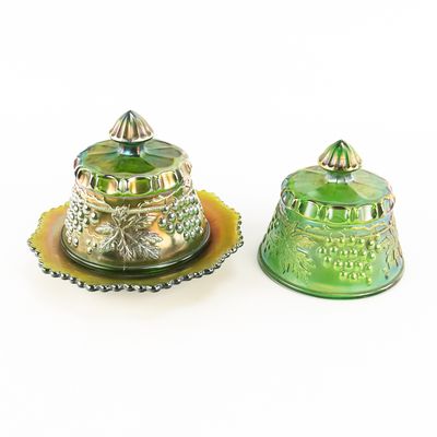 Sale Photo Thumbnail #153: Carnival Glass: N'wood Butter Dish 2-Pc