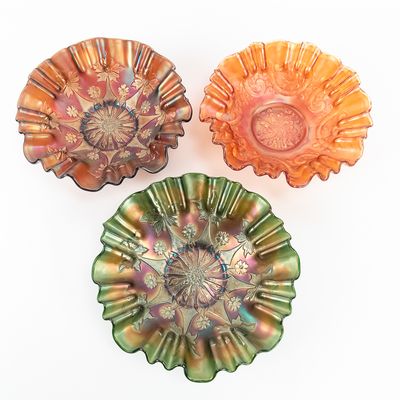 Sale Photo Thumbnail #132: Carnival Glass: Fenton Bowls 3pc Lot