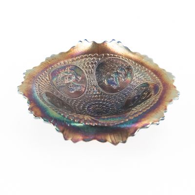 Sale Photo Thumbnail #64: Carnival Glass: Fenton Horse Medallion Footed Bowl