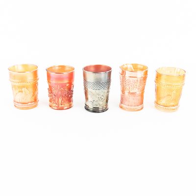 Sale Photo Thumbnail #85: Carnival Glass: Tumblers 5-Pc Lot