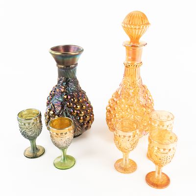 Sale Photo Thumbnail #198: Carnival Glass: Imperial Grape 8pc Lot