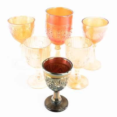 Sale Photo Thumbnail #87: Carnival Glass: Drinkware 6-Pc Lot