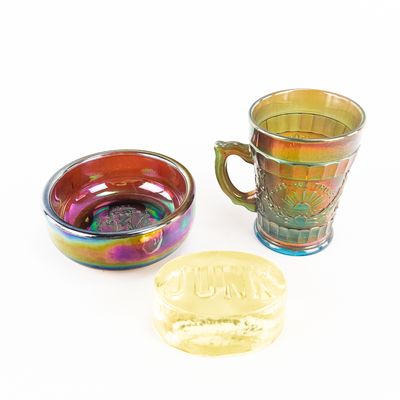 Sale Photo Thumbnail #206: Carnival Glass: Assortment 3-Pc Lot