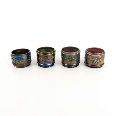 Sale Photo Thumbnail #116: Carnival Glass Powder Jar Bases: 4-Pc Lot