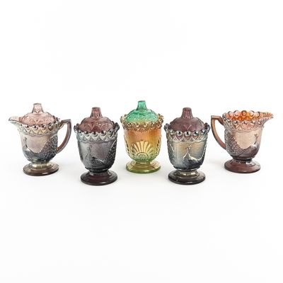 Sale Photo Thumbnail #155: Carnival Glass: Westmoreland 5-Pc Lot
