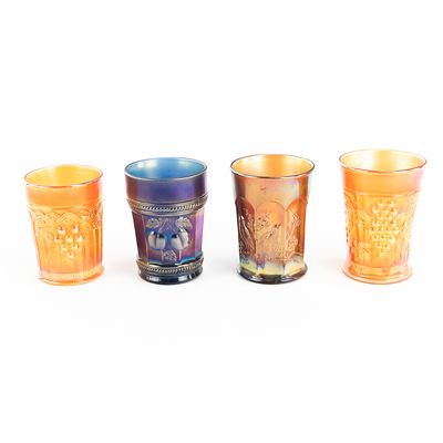 Sale Photo Thumbnail #10: Carnival Glass: N'wood Tumblers 4-Pc