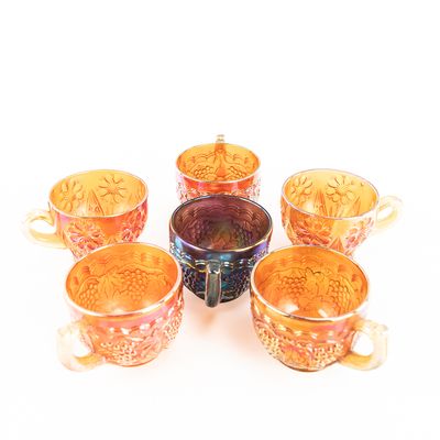Sale Photo Thumbnail #93: Carnival Glass: Imperial Grape Punch Cups (6)
