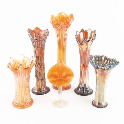 Sale Photo Thumbnail #181: Carnival Glass: Fenton Vases 6pc Lot