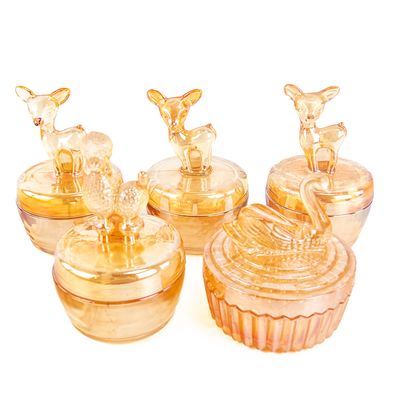 Sale Photo Thumbnail #121: Carnival Glass: Jeannette Jars 5-Pc