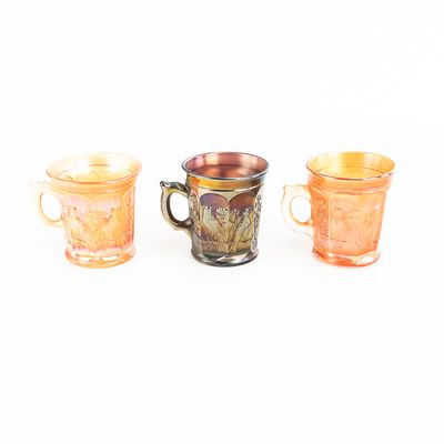 Sale Photo Thumbnail #83: Carnival Glass: N'wood Bird Mugs 3-Pc