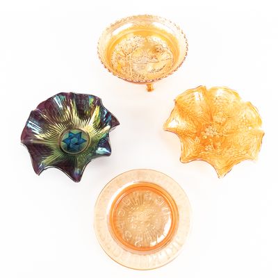 Sale Photo Thumbnail #178: Carnival Glass: 4pc Lot