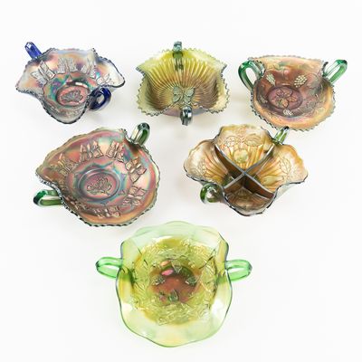 Sale Photo Thumbnail #193: Carnival Glass: Assorted Bonbons 6pc Lot
