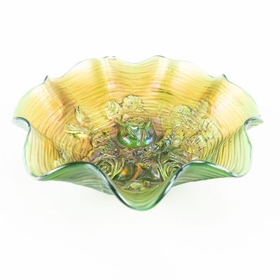 Sale Photo Thumbnail #25: Carnival Glass: Northwood Rose Show Ruffled Bowl