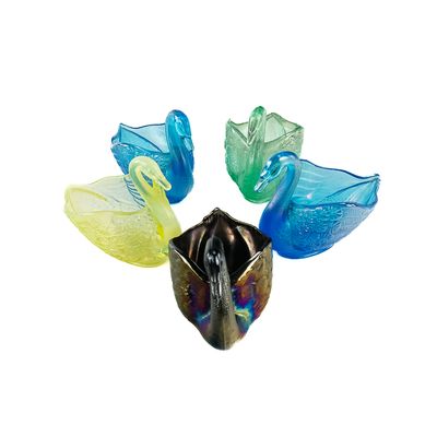 Sale Photo Thumbnail #173: Carnival Glass: Pastel Swan Salts 5pc Lot