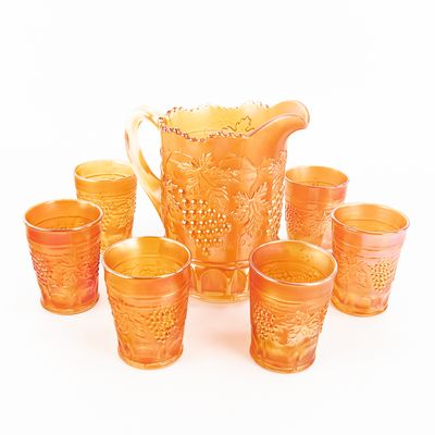 Sale Photo Thumbnail #117: Carnival Glass: N'wood Grape Set 7-Pc