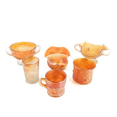 Sale Photo Thumbnail #90: Carnival Glass Dugan & Diamond: 6-Pc Lot