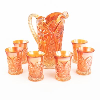 Sale Photo Thumbnail #61: Carnival Glass: Imperial 474 7pc Water Set