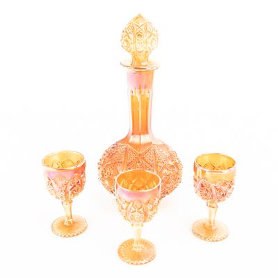 Sale Photo Thumbnail #74: Carnival Glass: Imperial Decanter 4-Pc