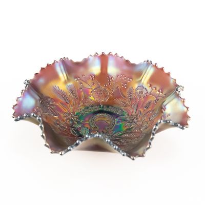 Sale Photo Thumbnail #11: Carnival Glass: Northwood Good Luck Ruffled Bowl