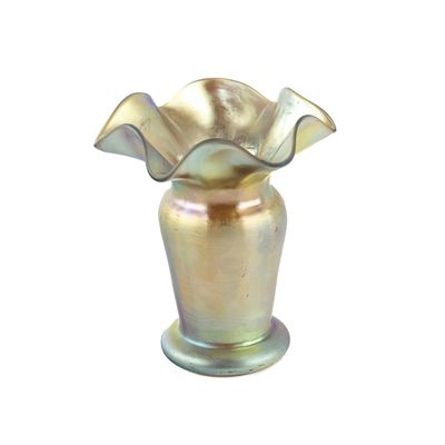 Sale Photo Thumbnail #190: Iridescent Art Glass Ruffled Vase