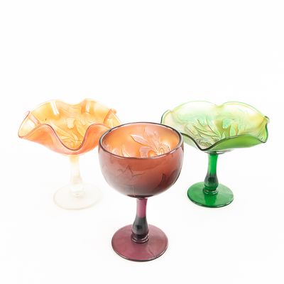 Sale Photo Thumbnail #76: Carnival Glass: Fenton Iris 3-Pc Lot