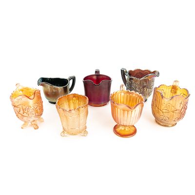 Sale Photo Thumbnail #119: Carnival Glass Creamers: 7-Pc Lot