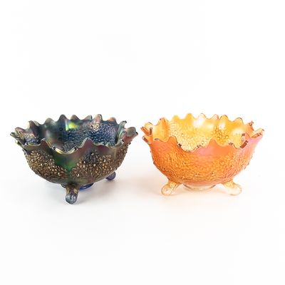 Sale Photo Thumbnail #58: Carnival Fenton Orange Tree Fruit Bowls 2-Pc