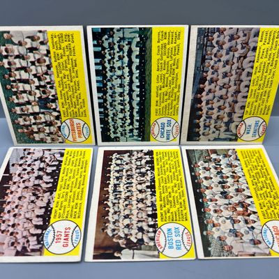 (6) 1958 Topps Baseball Team Cards - Varying Conditions
