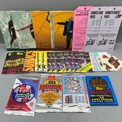 Assorted Basketball Memorabilia Lot W/ Unopened Packs & Ticket Stubs