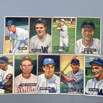 (9) 1951 Bowman Baseball Cards -Varying Conditions