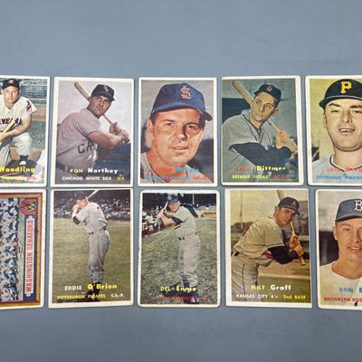 (10) 1957 Topps Baseball Cards - Varying Conditions
