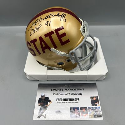 Fred Biletnikoff Florida State Seminoles Autographed Mini Helmet W/ "CHOF 91" Inscription - Includes a COA from a company...