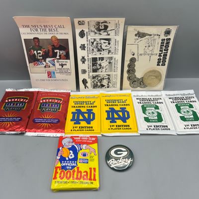 Assorted Football Memorabilia W/ Unopened Packs