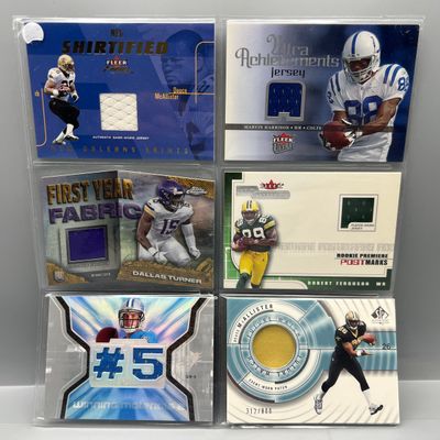 (6) Assorted Football Jersey Relic Cards W/ Marvin Harrison