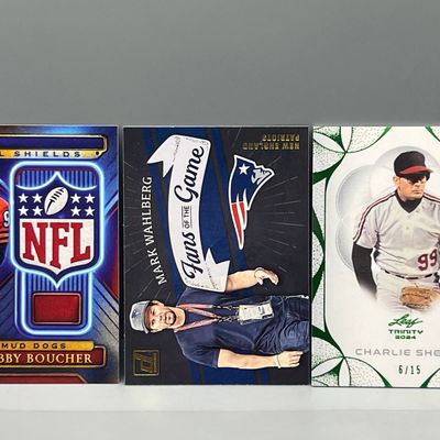 (3) Sports Fan & Movie Cards - Custom Adam Sandler Card, Mark Wahlberg, & Charlie Sheen #6/15