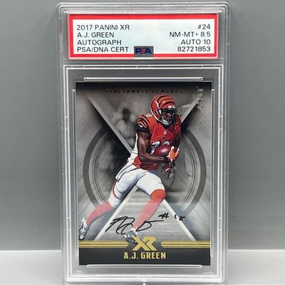 2017 Panini XR A.J. Green Auto #/10 PSA NM-MT+ 8.5 W/ 10 Auto