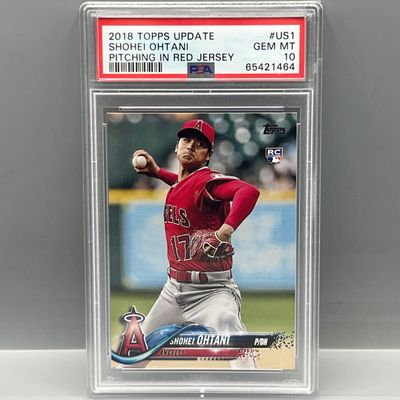 2018 Topps Update Shohei Ohtani Pitching In Red Jersey RC #US1 PSA Gem Mint 10