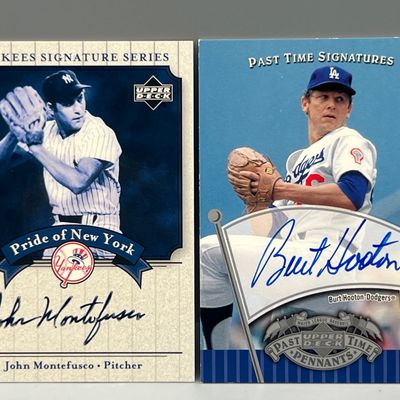 2003 Upper Deck John Montefusco Yankee Signature Series Pride of New York Auto & 2005 Upper Deck Past Time Signatures Burt Hooton Auto