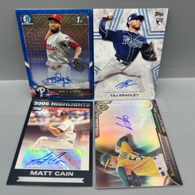 (4) Assorted Modern Baseball Pitcher Auto Cards W/ Matt Cain & Sonny Gray
