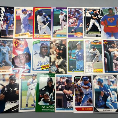 (20) Bo Jackson Baseball & Football Cards -(3) Custom cards included