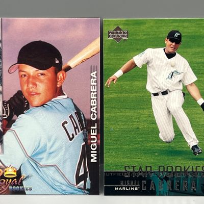 2001 Royal Rookies Miguel Cabrera #16 & 2003 Upper Deck Star Rookies #5