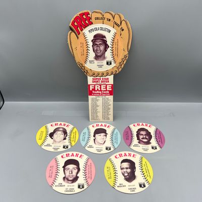 (5) 1976 Crane Baseball & (1) 1977 Pepsi-Cola Collection Manny Trillo Unpunched