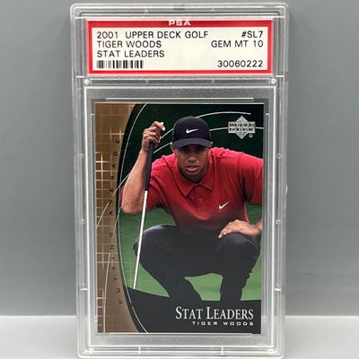 2001 Upper Deck Golf Tiger Woods Stat Leaders RC #SL7 PSA Gem Mint 10