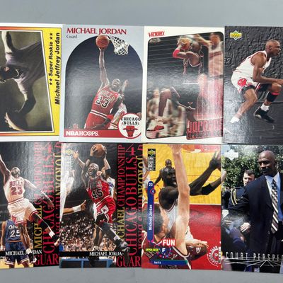 (8) Michael Jordan Basketball Cards - One is a custom football card